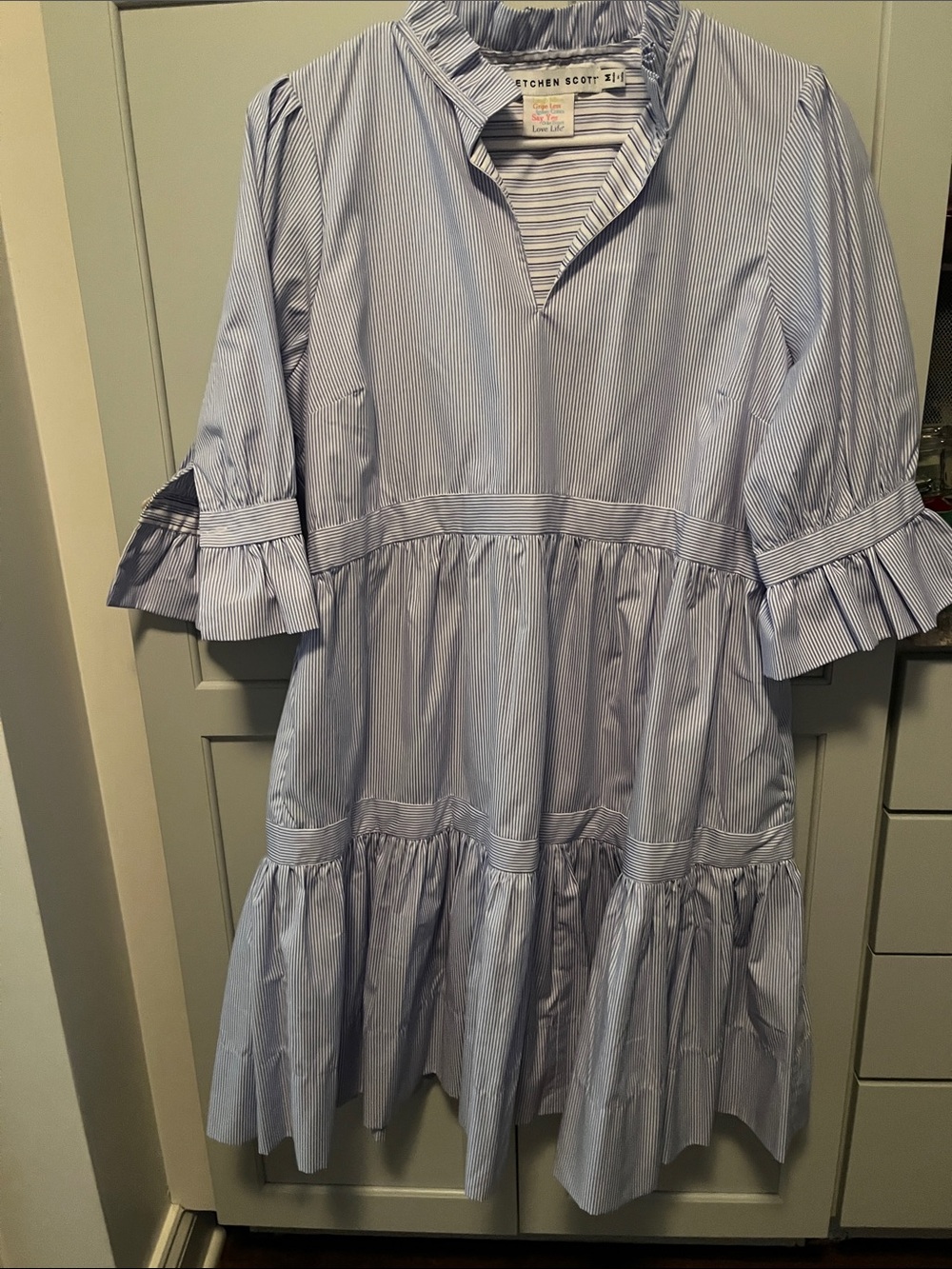Set of Two (2) Gretchen Scott Designs Striped Ruffle Tiered Dresses - Picture 4 of 5